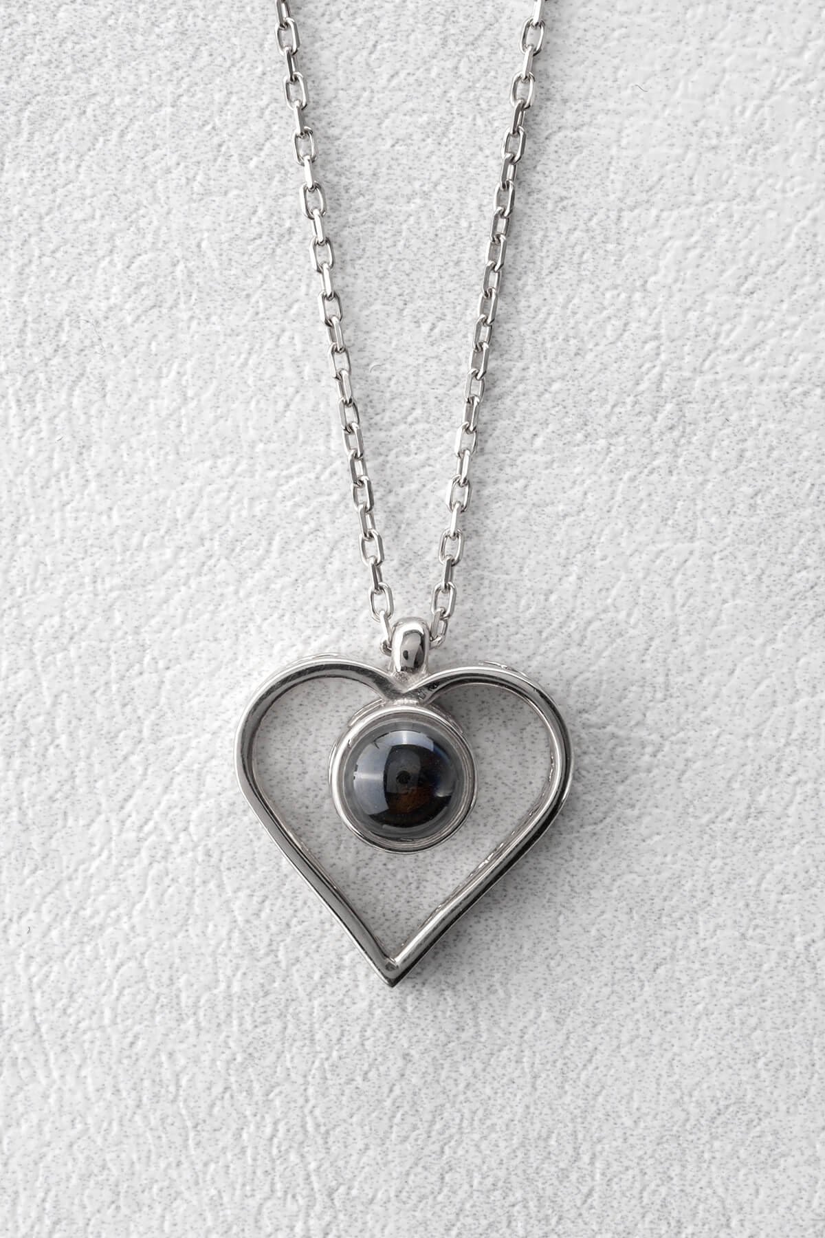 Jewelmim 100 Dilde Seni Seviyorum Kalp Beyaz Altın Kaplama Gümüş Kolye, şık gümüş kolye modelleri, sevgiliye gümüş kolye hediyesi