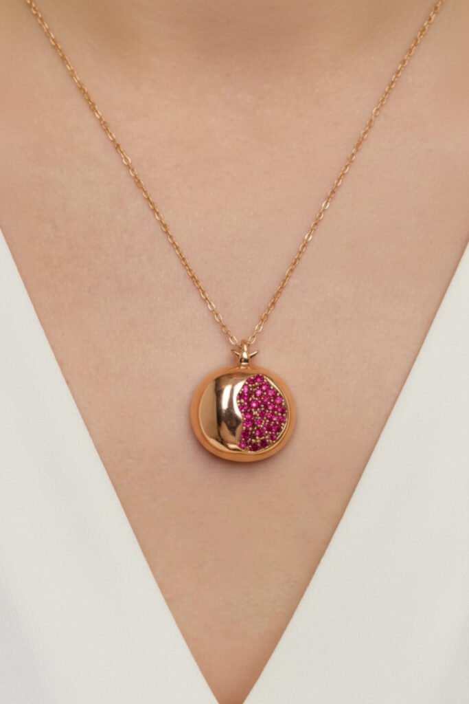 Bolluk ve Bereket Narı 925 Ayar Gümüş Kolye | 18 Ayar Vermeil Premium Rose Altın Kaplama