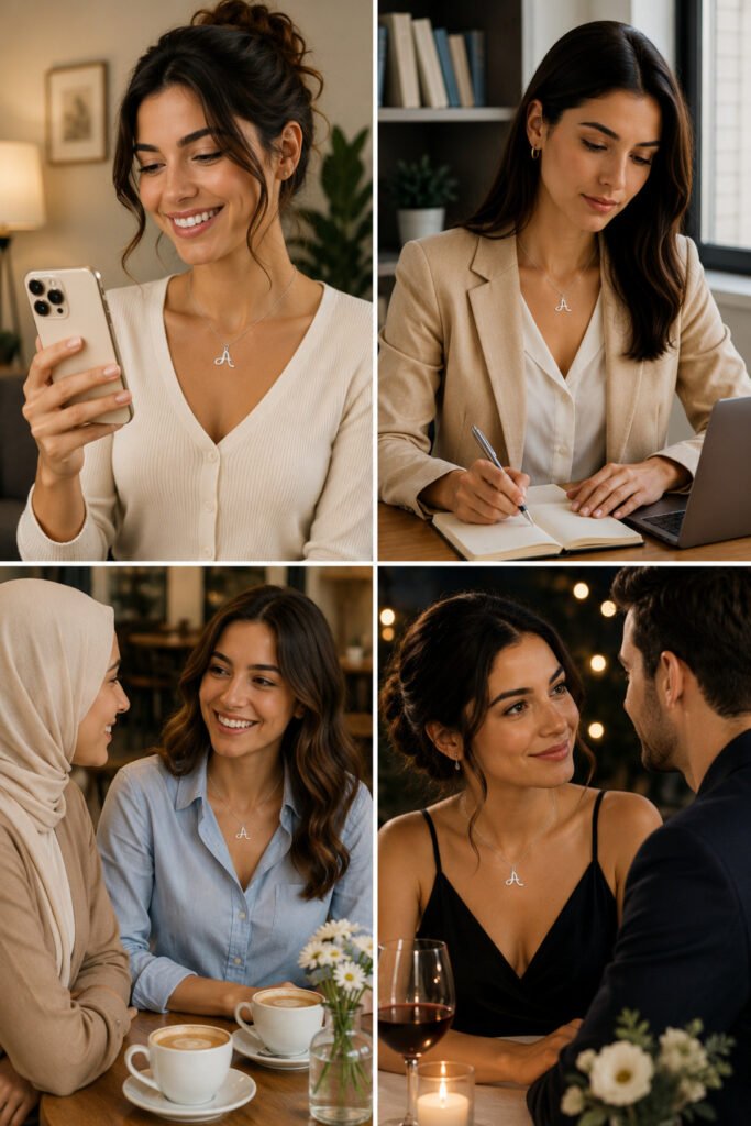 A Harfi 925 Ayar Gümüş Kolye | 18 Ayar Vermeil Premium Beyaz Altın Kaplama