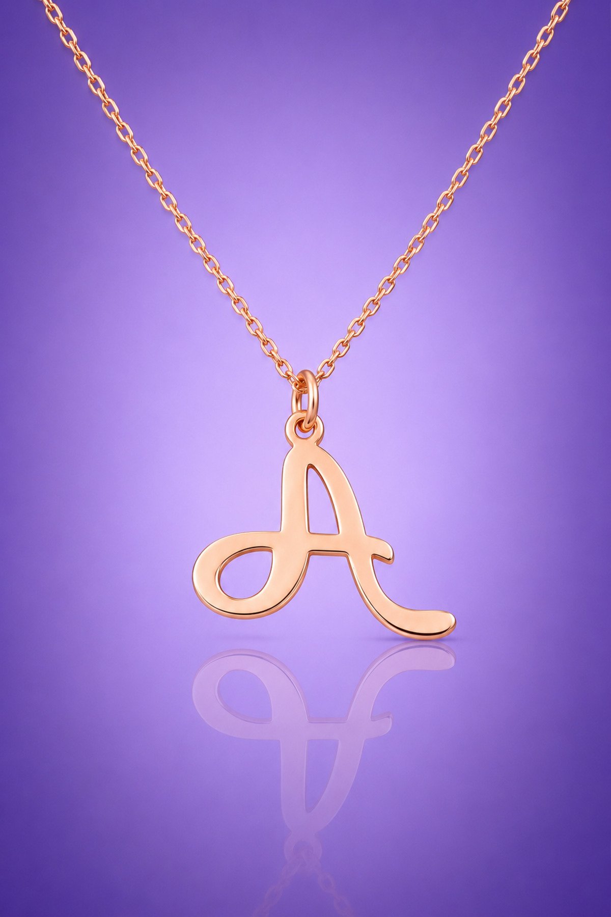 Jewelmim A Harfi Rose Altın Kaplama Gümüş Kolye, şık gümüş kolye modelleri, sevgiliye gümüş kolye hediyesi