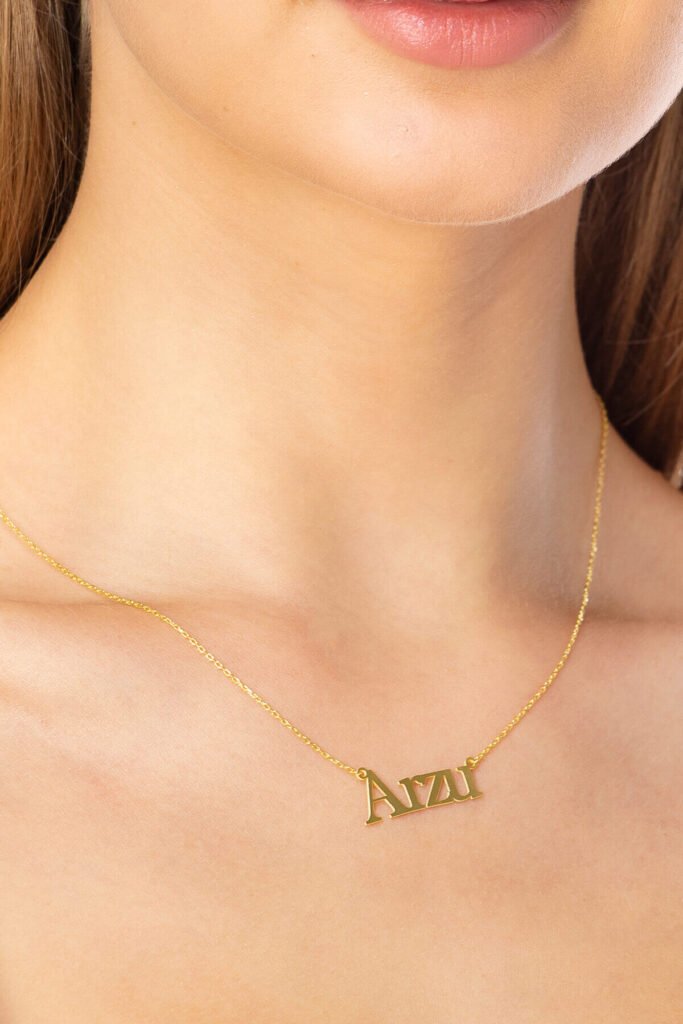 Kişiye Özel Arzu İsimli 925 Ayar Gümüş Kolye | 18 Ayar Vermeil Premium Sarı Altın Kaplama