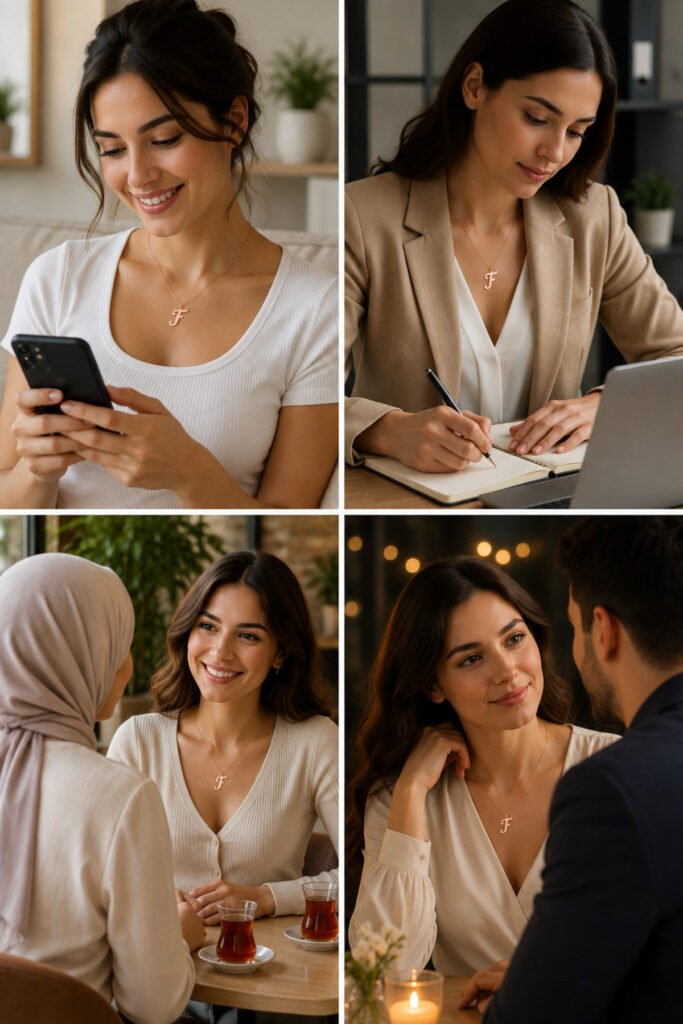 F Harfi 925 Ayar Gümüş Kolye | 18 Ayar Vermeil Premium Rose Altın Kaplama