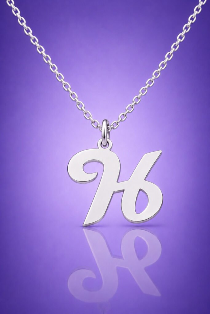 H Harfi 925 Ayar Gümüş Kolye | 18 Ayar Vermeil Premium Beyaz Altın Kaplama