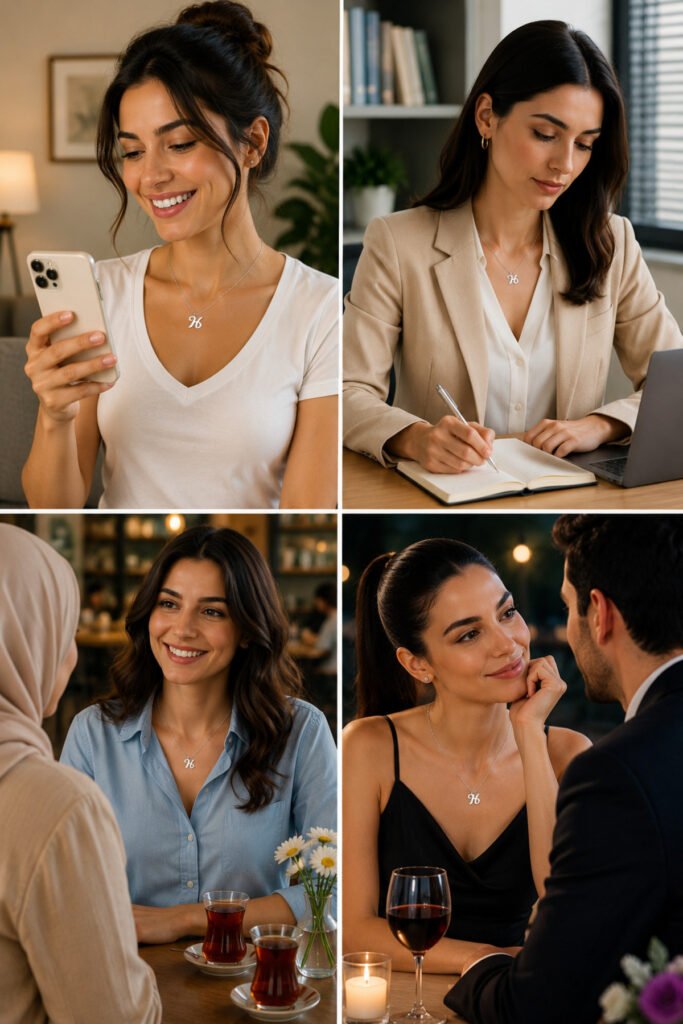 H Harfi 925 Ayar Gümüş Kolye | 18 Ayar Vermeil Premium Beyaz Altın Kaplama