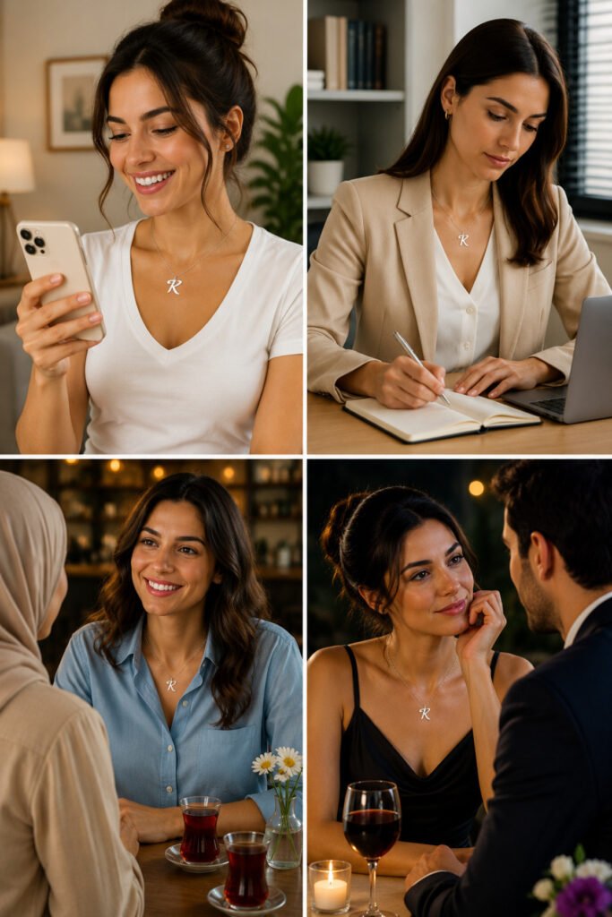 K Harfi 925 Ayar Gümüş Kolye | 18 Ayar Vermeil Premium Beyaz Altın Kaplama