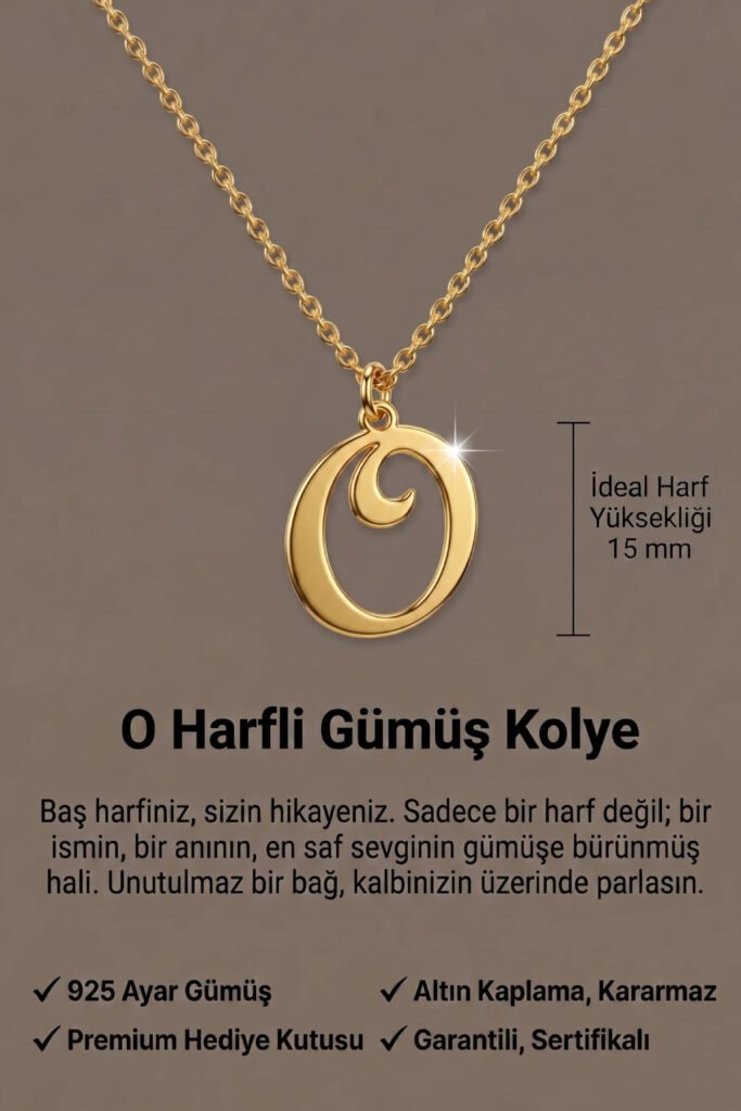 O Harfi 925 Ayar Gümüş Kolye | 18 Ayar Vermeil Premium Sarı Altın Kaplama