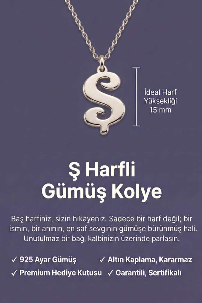 Ş Harfi 925 Ayar Gümüş Kolye | 18 Ayar Vermeil Premium Rose Altın Kaplama