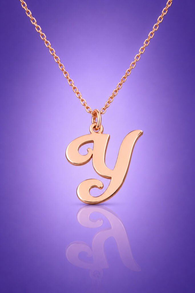 Y Harfi 925 Ayar Gümüş Kolye | 18 Ayar Vermeil Premium Rose Altın Kaplama