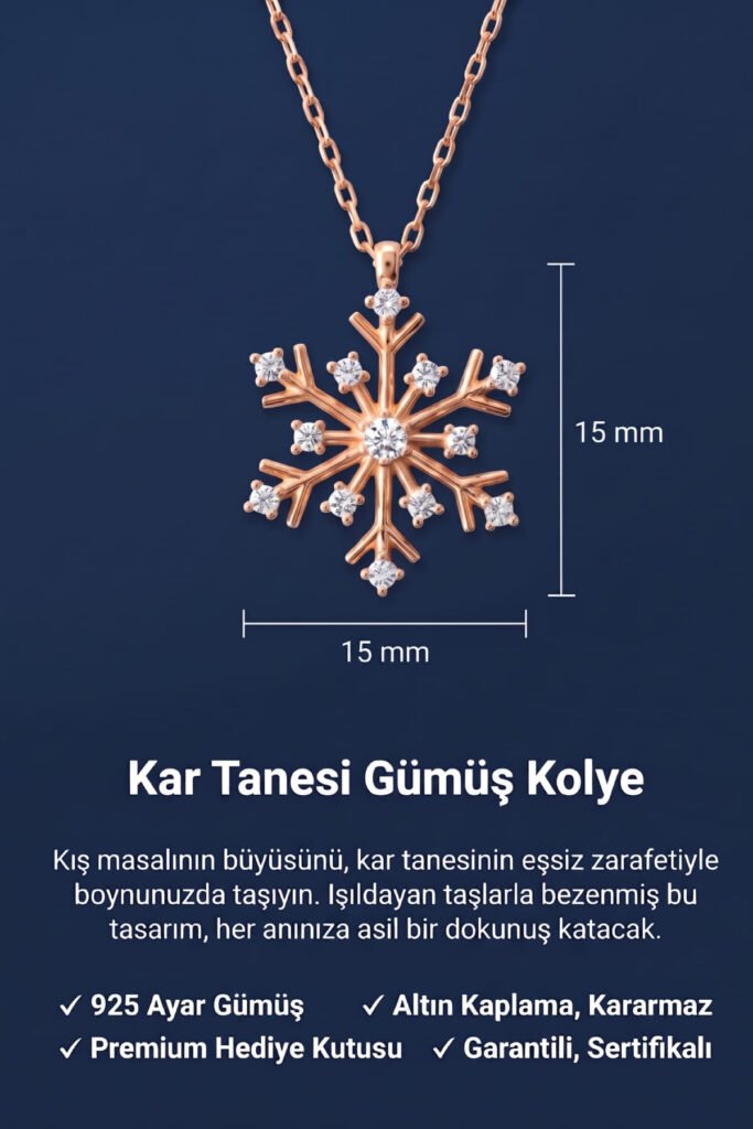 Kar Tanesi 925 Ayar Gümüş Kolye | 18 Ayar Vermeil Premium Rose Altın Kaplama