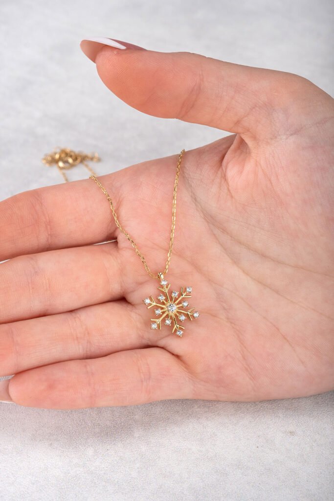 Kar Tanesi 925 Ayar Gümüş Kolye | 18 Ayar Vermeil Premium Sarı Altın Kaplama