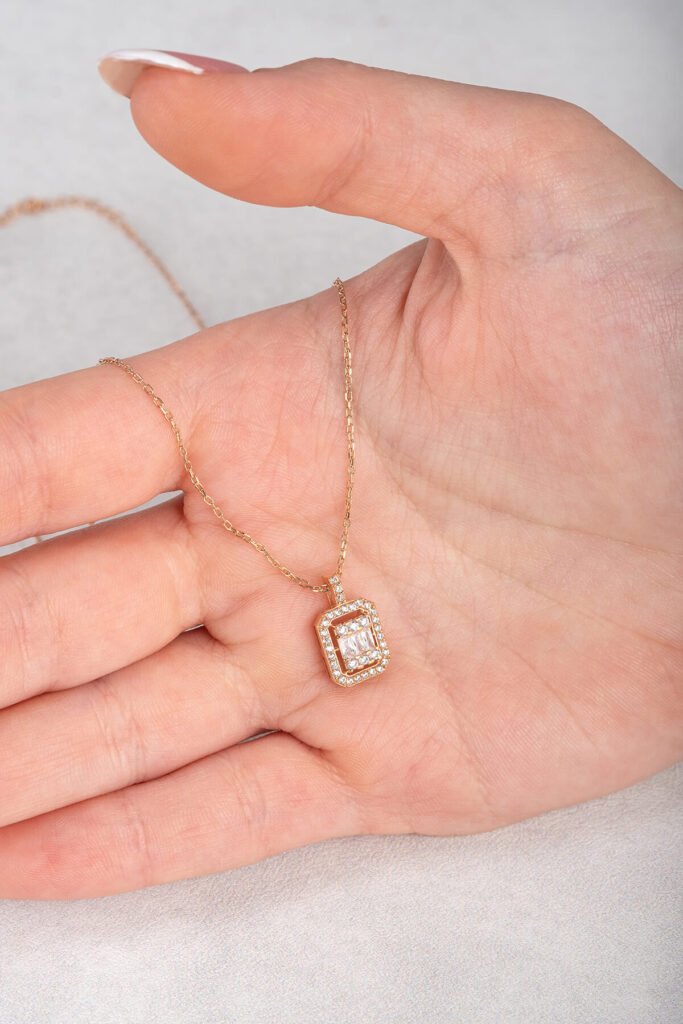 Klasik Baget 925 Ayar Gümüş Kolye | 18 Ayar Vermeil Premium Rose Altın Kaplama