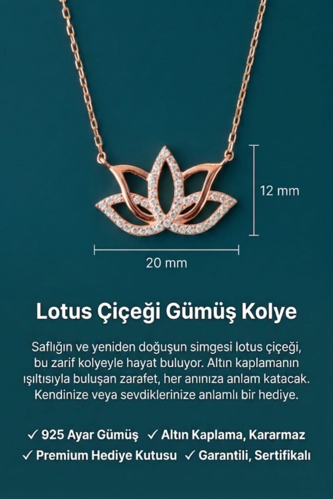 Lotus Çiçeği 925 Ayar Gümüş Kolye | 18 Ayar Vermeil Premium Rose Altın Kaplama