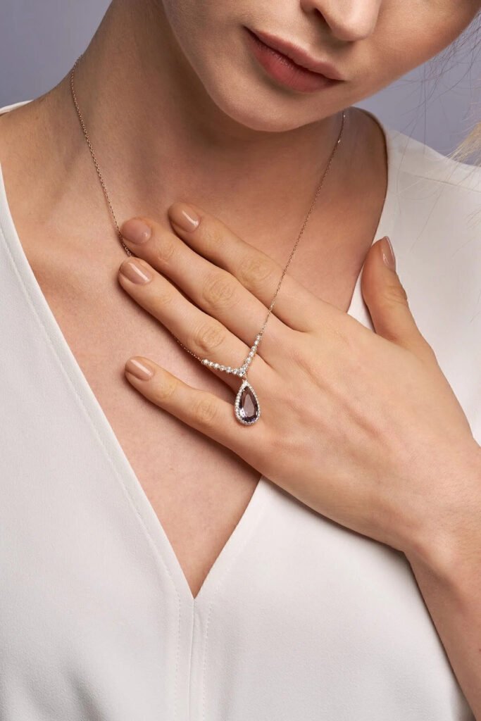 Mor Damla 925 Ayar Gümüş Kolye | 18 Ayar Vermeil Premium Rose Altın Kaplama