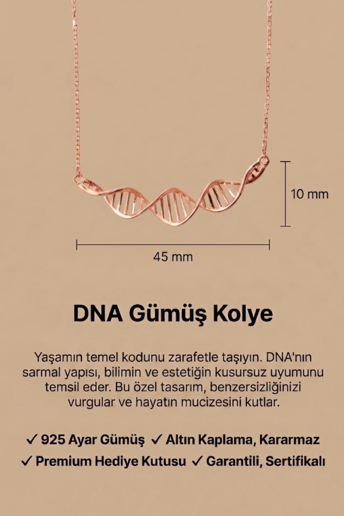Sonsuz Bağ DNA 925 Ayar Gümüş Kolye | 18 Ayar Vermeil Premium Rose Altın Kaplama