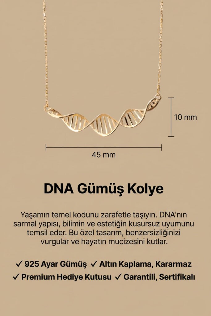 Sonsuz Bağ DNA 925 Ayar Gümüş Kolye | 18 Ayar Vermeil Premium Sarı Altın Kaplama