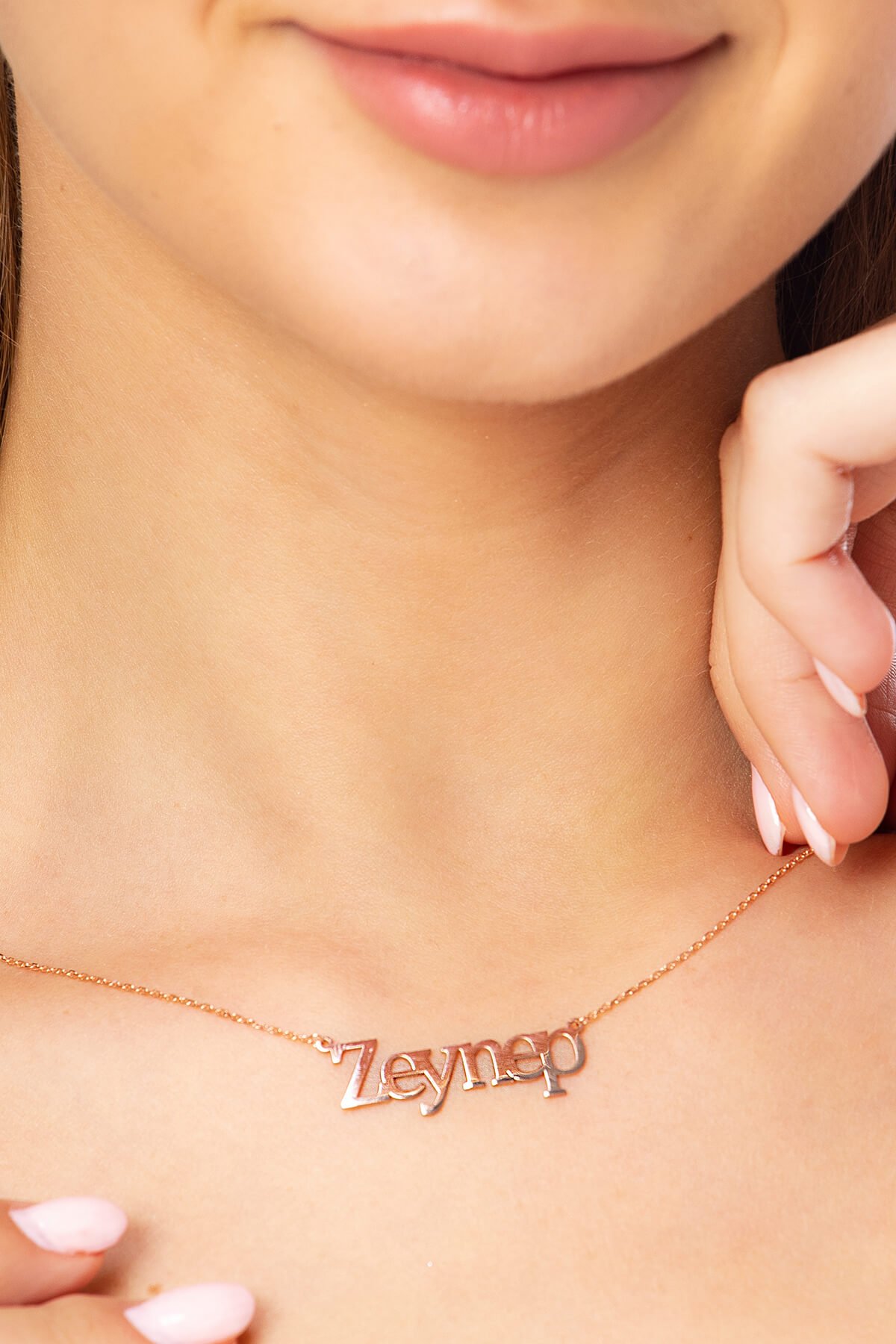 Jewelmim Kişiye Özel Zeynep İsimli Rose Altın Kaplama Gümüş Kolye, şık gümüş kolye modelleri, sevgiliye gümüş kolye hediyesi