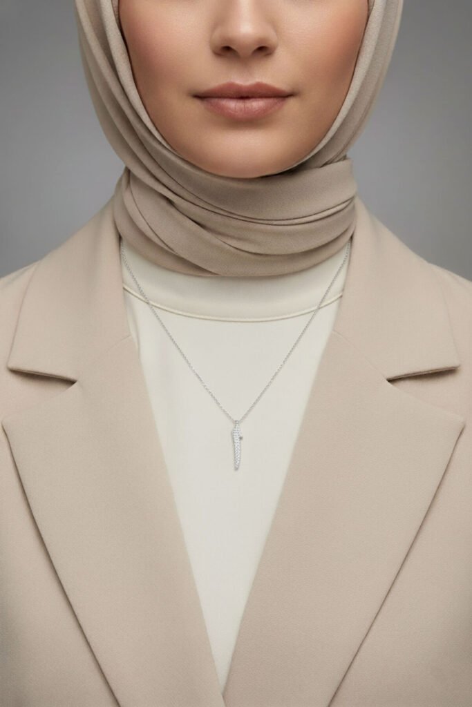 Zirkon Taşlı Elif Harfi 925 Ayar Gümüş Kolye | 18 Ayar Vermeil Premium Beyaz Altın Kaplama