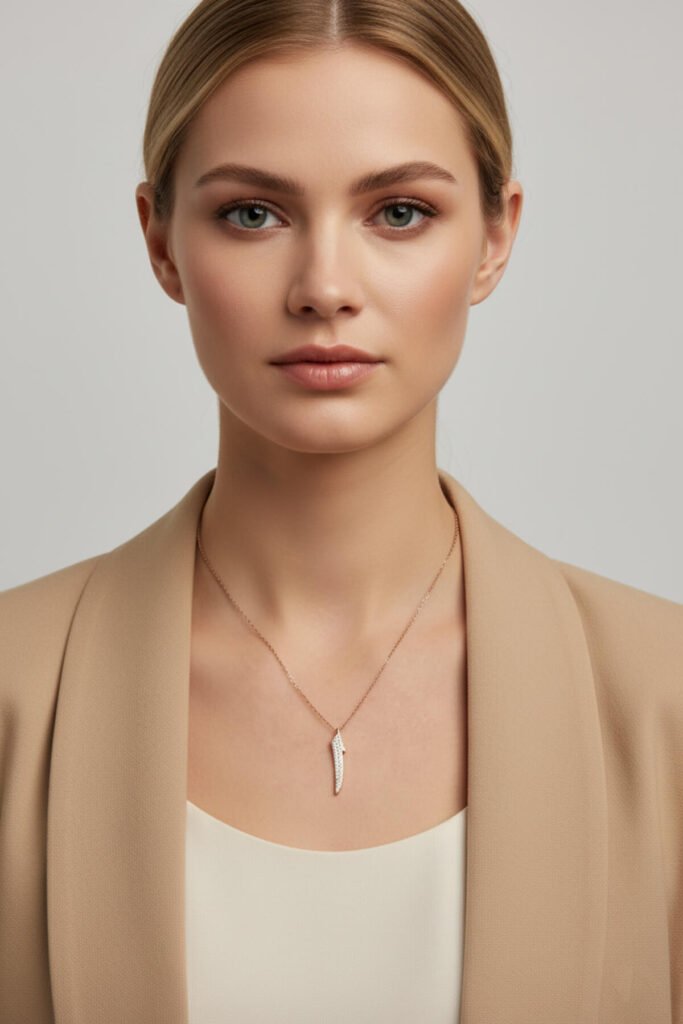 Zirkon Taşlı Elif Harfi 925 Ayar Gümüş Kolye | 18 Ayar Vermeil Premium Rose Altın Kaplama