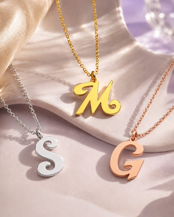 Jewelmim kişiye özel altın kaplama 925 ayar harfli kadın gümüş kolyeler
