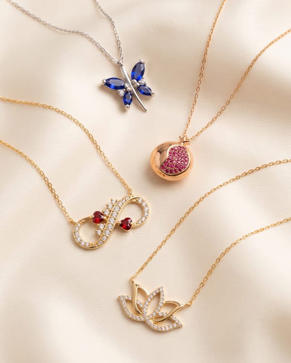 Jewelmim el işçiliği özel tasarım altın kaplama 925 ayar kadın gümüş kolye modelleri